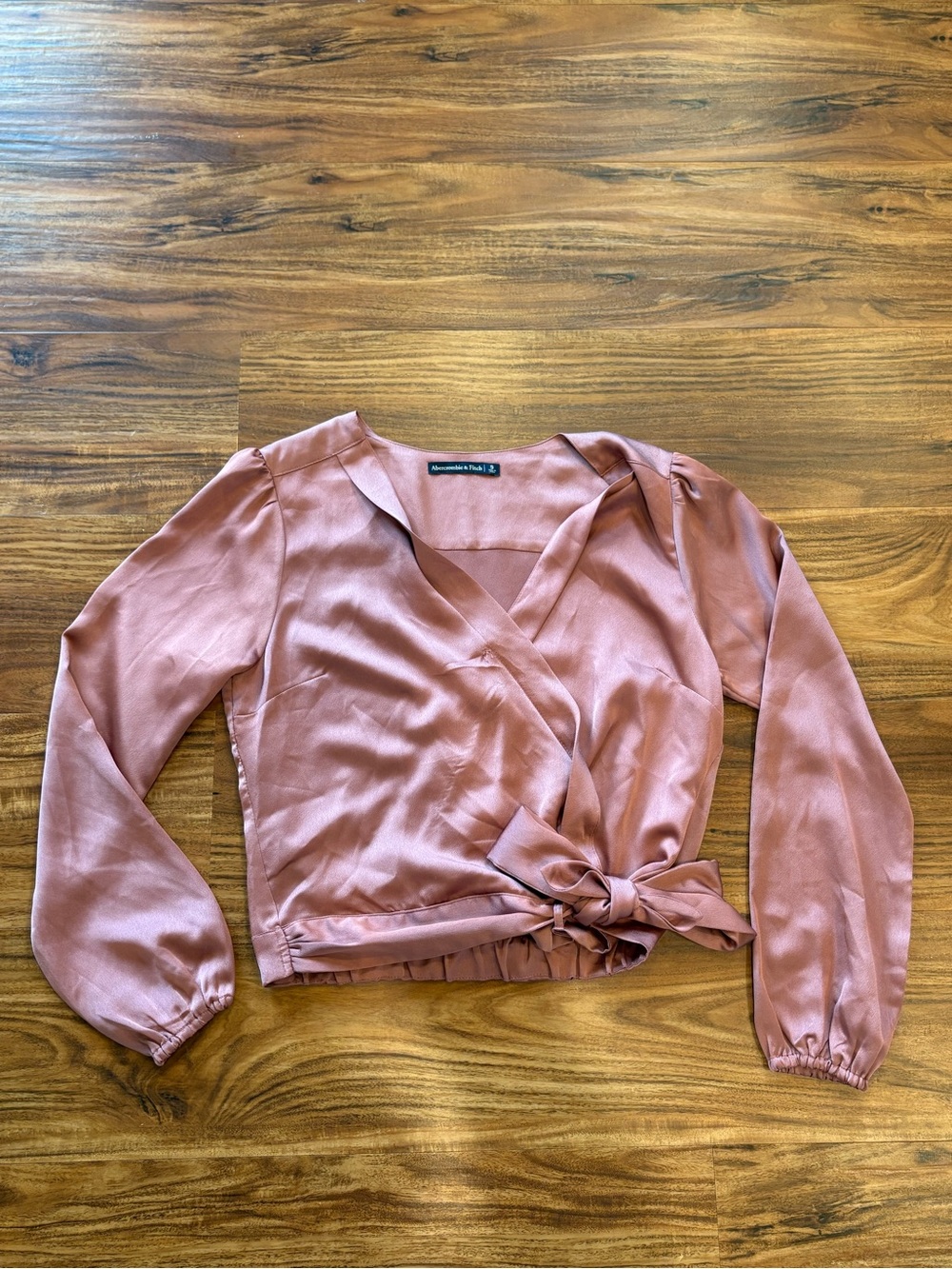 Abercrombie & Fitch Rose Mauve Satin Wrap Blouse